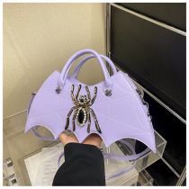 Fashion Purple Pu Diamond Spider Bat Crossbody Bag