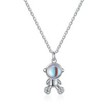 Fashion Silver Copper And Diamond Moonlight Astronaut Necklace