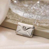 Fashion Silver Gold-plated Copper Pull-out Envelope Necklace