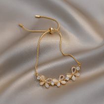 Fashion 60# Bracelet-gold (real Gold Plating) Copper Inlaid Zirconium Geometric Butterfly Bracelet