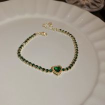 Fashion 63# Bracelet-green Love Copper Inlaid Zirconium Geometric Bracelet