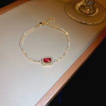 Fashion 65# Bracelet-red Copper Inlaid Zirconium Geometric Bracelet