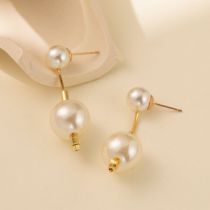 Fashion Gold Metal Size Pearl Earrings