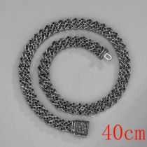 Fashion Necklace 16inch (40cm) 11mm Gun Black Cuban Chain Alloy Diamond Chain Necklace For Men