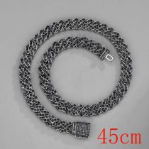 Fashion Necklace 18inch (45cm) 11mm Gun Black Cuban Chain Alloy Diamond Chain Necklace For Men