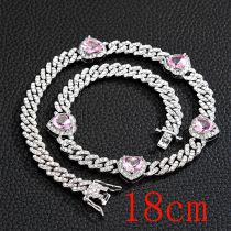 Fashion Bracelet 7inch (18cm)-1 Love Silver Pink Zirconium Necklace Alloy Diamond Love Bracelet For Men
