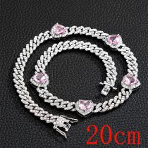 Fashion Bracelet 8inch (20cm)-1 Love Silver Pink Zirconium Necklace Alloy Diamond Love Bracelet For Men
