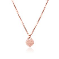 Fashion Single Heart Rose Gold Stainless Steel Geometric Love Necklace