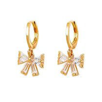 Fashion 15# Metal Diamond Bow Earrings