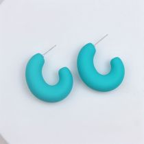 Fashion Lake Blue Acrylic Spray Painted C-shaped Earrings