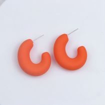 Fashion Orange Color Acrylic Spray Painted C-shaped Earrings