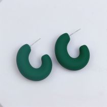 Fashion Dark Green Acrylic Spray Painted C-shaped Earrings