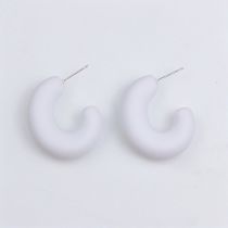 Fashion White Acrylic Spray Painted C-shaped Earrings