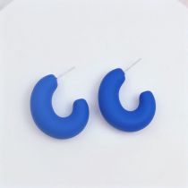 Fashion Royal Blue Acrylic Spray Painted C-shaped Earrings