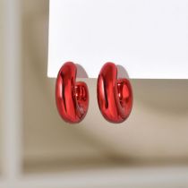 Fashion Red Acrylic Color Plated C-shaped Hollow Earrings