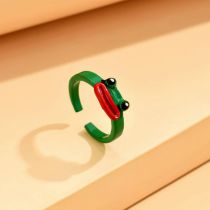 Fashion Green Frog Sausage Mouth Ring Acrylic Geometric Frog Open Ring