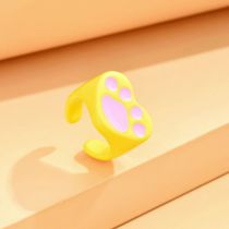 Fashion Yellow Cat Paw Ring Acrylic Geometric Cat Claw Open Ring