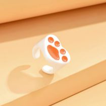 Fashion White Cat Paw Ring Acrylic Geometric Cat Claw Open Ring