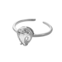 Fashion Silver 2 Copper Set Zirconium Drop-shaped Open Ring