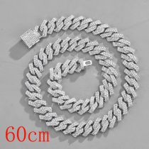 Fashion Colorfast Silver 24inch (60cm) Alloy Diamond Geometric Chain Necklace For Men