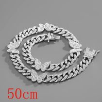 Fashion Necklace 20inch (50cm) Silver Butterfly Cuban Chain-142 Alloy Diamond Chain Five-pointed Star Necklace