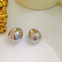 Fashion Silver Glossy Irregular Oval Stud Earrings