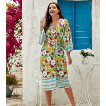 Fashion 3# Rayon Printed Sun Protection Lace-up Cardigan