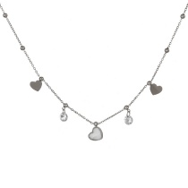 Fashion Silver 3 Titanium Steel Inlaid With Zirconium Shell Love Pendant Necklace