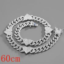 Fashion Necklace 24inch (60cm) Silver Love Cuban Chain-143 Alloy Diamond Chain Five-pointed Star Necklace