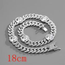 Fashion Bracelet 7inch (18cm) Silver Devils Eye Cuban Chain (no Oil Dripping) 145 Alloy Diamond Chain Five-pointed Star Bracelet