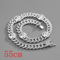 Fashion Necklace 22inch (55cm) Silver Devils Eye Cuban Chain (non-drip) 145 Alloy Diamond Chain Five-pointed Star Necklace