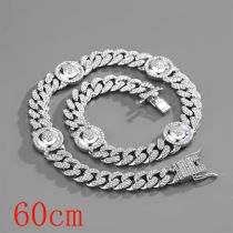 Fashion Necklace 24inch (60cm) Silver Devils Eye Cuban Chain (non-drip) 145 Alloy Diamond Chain Five-pointed Star Necklace