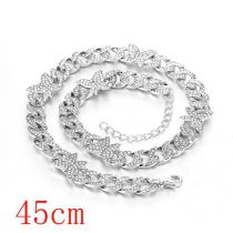 Fashion Necklace 18inch (45cm) Silver Butterfly Cuban Chain-151 Alloy Diamond Chain Five-pointed Star Necklace