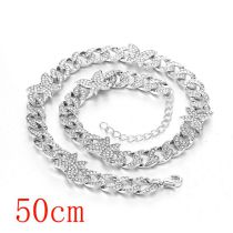 Fashion Necklace 20inch (50cm) Silver Butterfly Cuban Chain-151 Alloy Diamond Chain Five-pointed Star Necklace