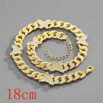 Fashion Bracelet 7inch (18cm) Golden Butterfly Cuban Chain-151 Alloy Diamond Chain Five-pointed Star Bracelet