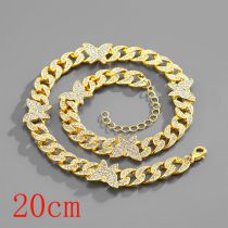 Fashion Bracelet 8inch (20cm) Golden Butterfly Cuban Chain-151 Alloy Diamond Chain Five-pointed Star Bracelet