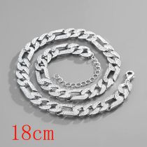 Fashion Bracelet 7inch (18cm) Silver Geometric Cuban Chain-152 Alloy Diamond Chain Five-pointed Star Bracelet