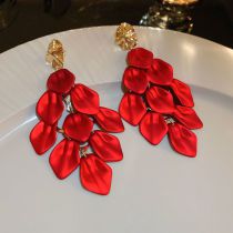 Fashion Silver Needle-red Alloy Geometric Tassel Earrings