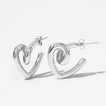 Fashion Silver Titanium Steel Love Earrings