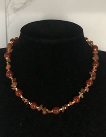 Fashion Necklace Alloy Onyx Bead Gold Plated Beaded Necklace