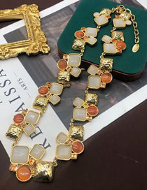 Fashion Gold Alloy Square Cat Eye Necklace