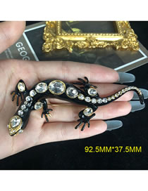 Fashion Black Brooch Alloy Diamond Gecko Brooch