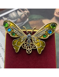 Fashion Gold Alloy Diamond Butterfly Brooch