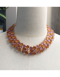 Fashion Necklace Alloy Glass Beaded Necklace