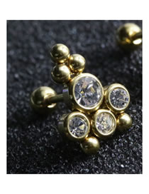 Fashion H Gold Single Metal Diamond Dot Piercing Stud Earrings (single)