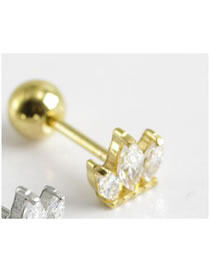 Fashion Golden Single Metal Inlaid Zirconium Geometric Piercing Stud Earrings (single)