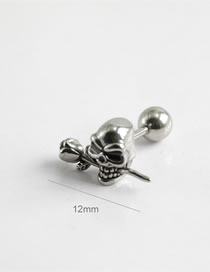 Fashion Just Color Single Titanium Steel Rose Skull Piercing Stud Earrings (single)