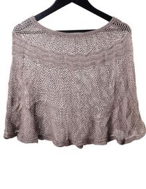 Fashion Grey Solid Color Pullover Open Knit Shawl