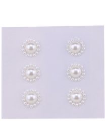 Fashion Big Pearl Geometric Pearl Adhesive Free Nail Art Sticker