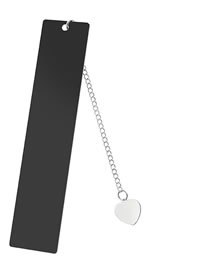 Fashion Heart Pendant Large Bookmark Single Side Bright Black Stainless Steel Blank Tag Love Pendant Bookmark